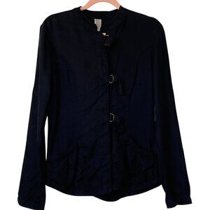 NEW XCVI Long Sleeve Black Tunic Top w/ Front Straps Sz. S